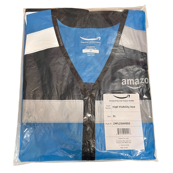 Amazon Flex High Visibility Reflective Safety Delivery Vest Blue XL - Picture 2 of 4